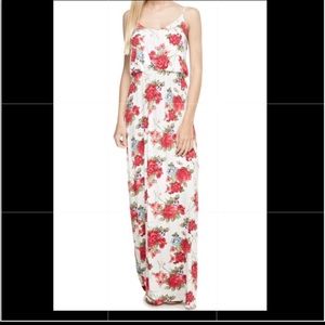 Floral (red and white) blouson dress